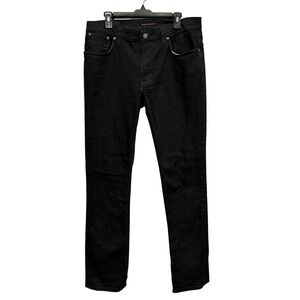 Nudie Jeans Co Black Organic Cotton Straight Leg‎ Jeans W36 L32 Made in Italy